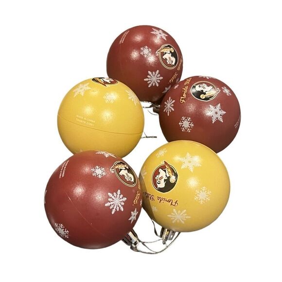 Florida State University FSU Snowflake Christmas Ornament set of 5 - Picture 7 of 7